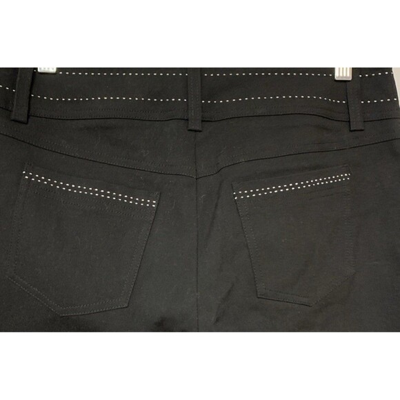 Cache Black Stretch Boot Leg Jeans White Leather Around Front Pockets. Size8. - Picture 4 of 7